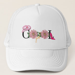 Trendy Cool Girl Floral High Heels & Hat
