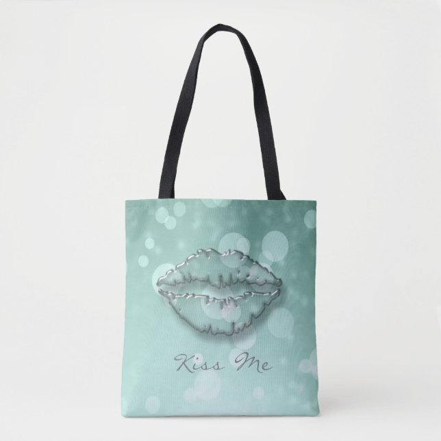 Trendy Cool Girly,Bokeh,Lips,Kiss Me Tote Bag (Front)