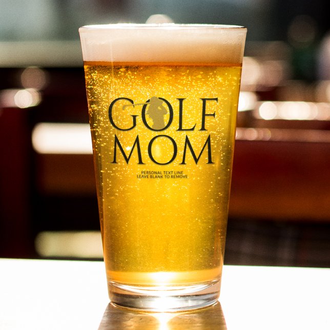Trendy Cool "GOLF MOM" Gold Pint Glass (Creator Uploaded)