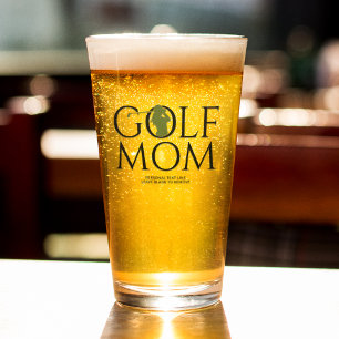 Trendy Cool "GOLF MOM" Green Pint Glass