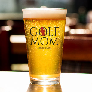 Trendy Cool "GOLF MOM" Red Pint Glass