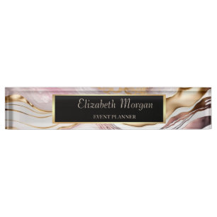 Trendy Cool Pink Gold Marble  Nameplate