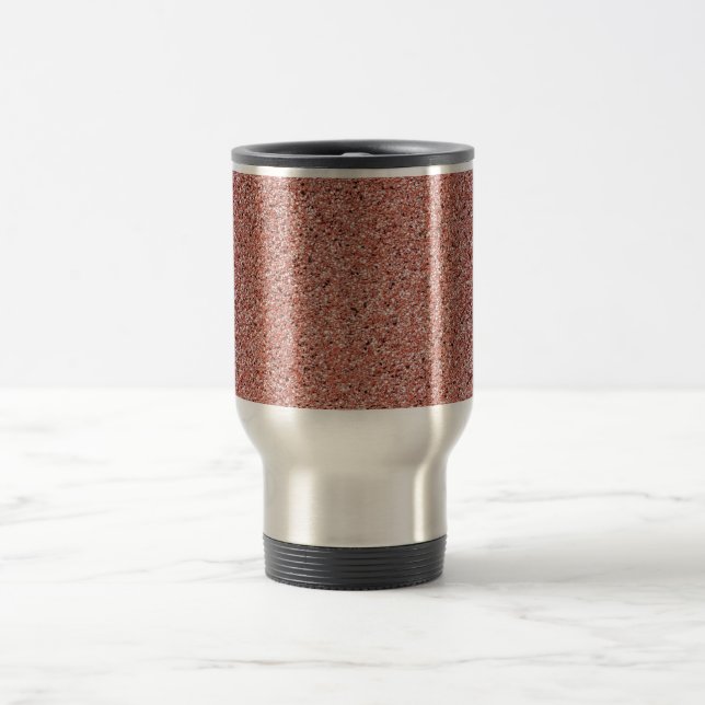 Trendy Cool Red Marble Stone Texture Travel Mug (Center)