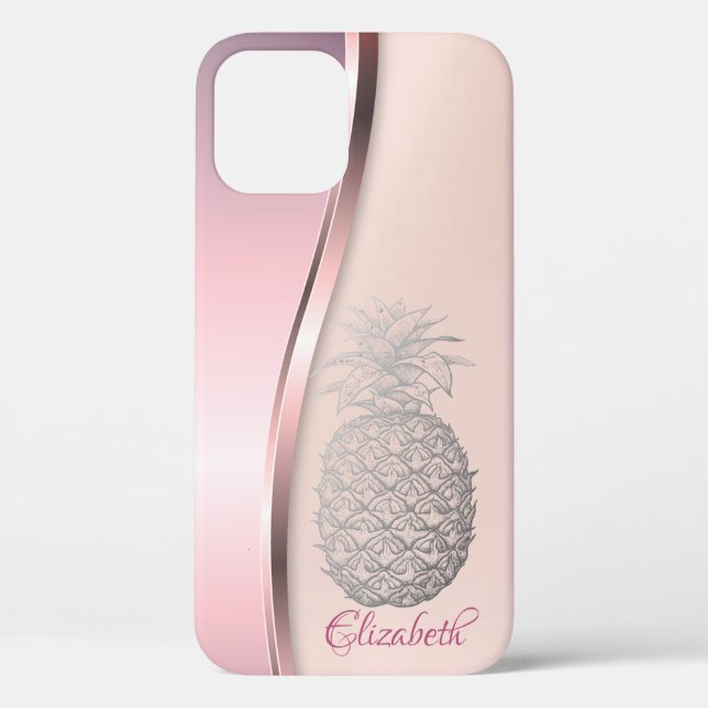 Trendy Cool Silver Pineapple - Personalised Case-Mate iPhone Case (Back)