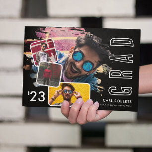 Trendy Cool Smudge 4 Photo Collage Graduatation An Announcement