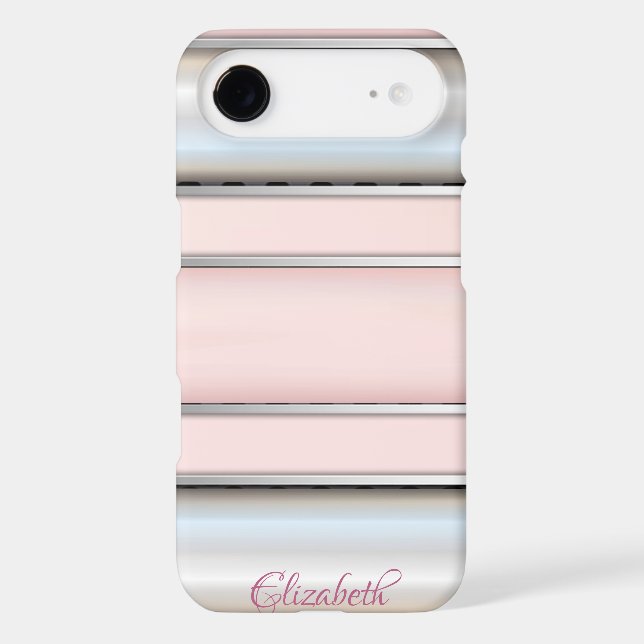 Trendy Cool Striped Silver - Personalised Case-Mate iPhone Case (Back)