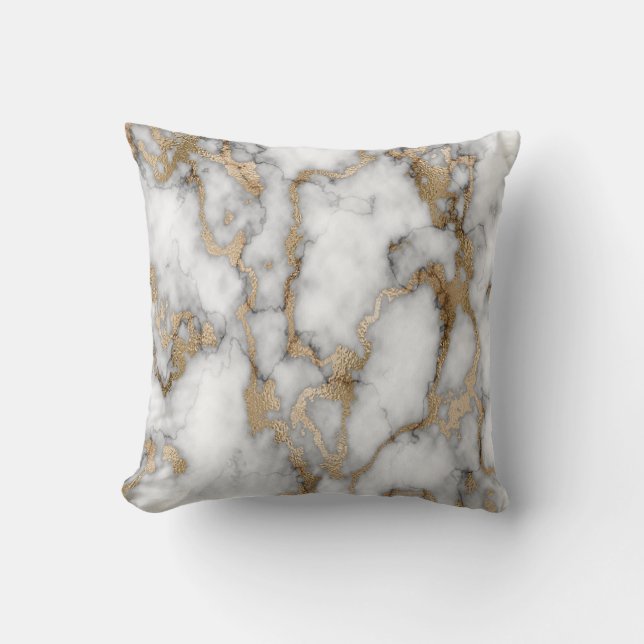 Trendy Cool White Gold Marble Stone Texture  Cushion (Front)