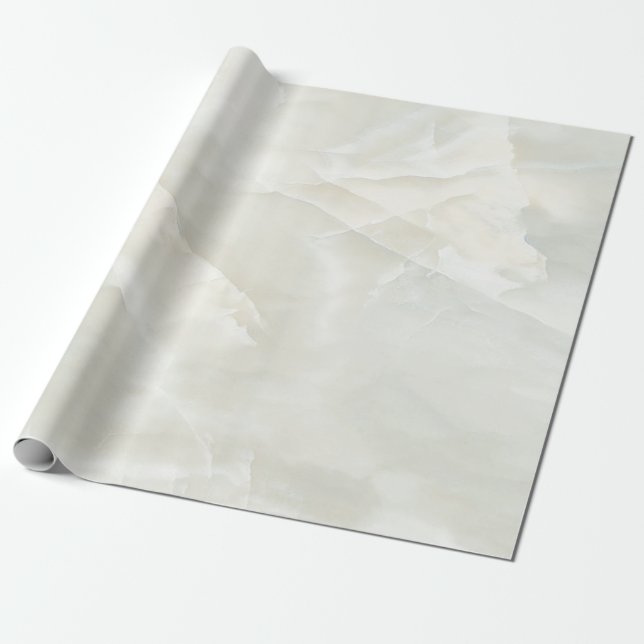 Trendy Cool White  Marble Pattern Stone Texture Wrapping Paper (Unrolled)