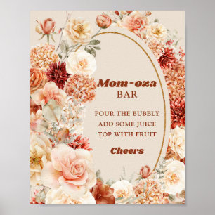 Trendy copper blush and burgundy boho Mum-osa bar Poster