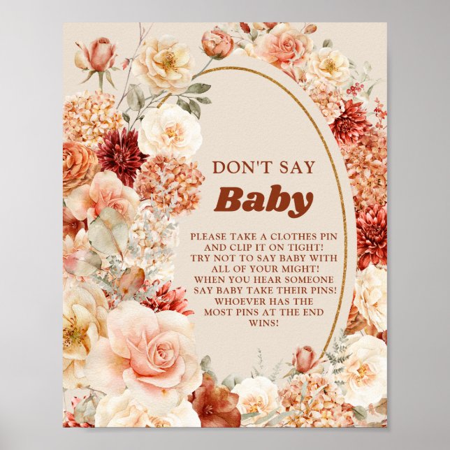 Trendy copper blush fall don't say baby game sign (Front)