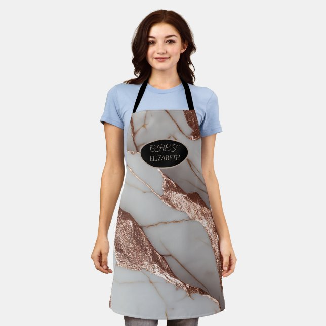 Trendy Copper Glitter Marble Apron (Worn)