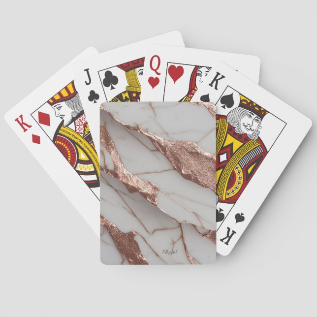 Trendy Copper Glitter Marble Playing Cards (Back)
