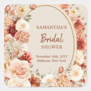 Trendy copper hydrangea and roses autumn sticker