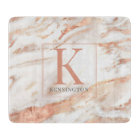 Trendy Copper Rose Gold Metallic Marble Monogram