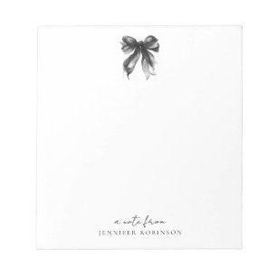 Trendy Coquette Bow Black w/ Name Notepad