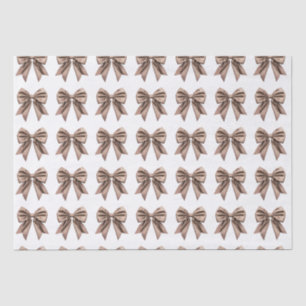 Trendy Coquette Bow Pattern Mocha Brown Tissue Paper