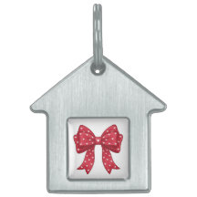 Trendy Coquette Red Ribbon Bow with White Hearts