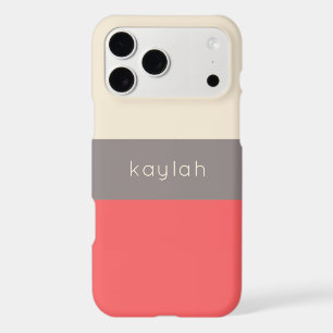 Trendy Coral Colour Block Pattern with Name