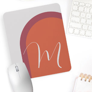 Trendy Coral Magenta Pink Arch with Monogram Mouse Mat