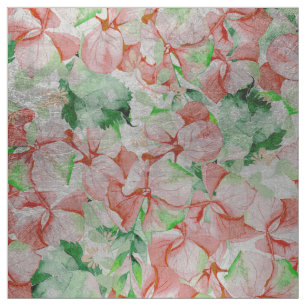 Trendy coral neo mint silver forest green floral fabric