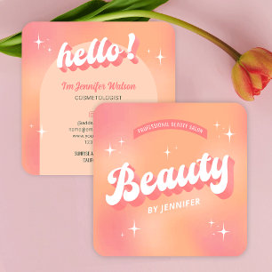 Trendy Cosmetologist Lashes Retro Girly Beauty Square Business Card