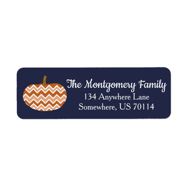 Trendy Country Chevron Pumpkin & Navy Blue (Front)