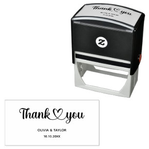 Trendy Couple Name Typography Text Thank You Heart Self-inking Stamp