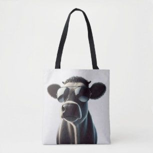 Trendy Cow in Sunglasses Tote Bag