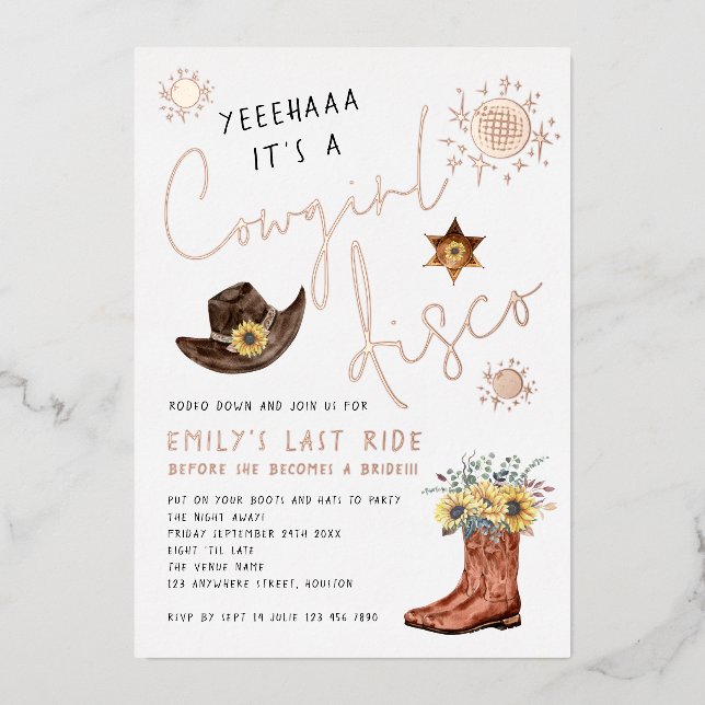 Trendy Cowgirl Disco Bachelorette Party Real (Front)