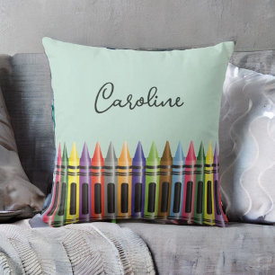Trendy Crayon Kids Bedroom Green Black Script Cushion