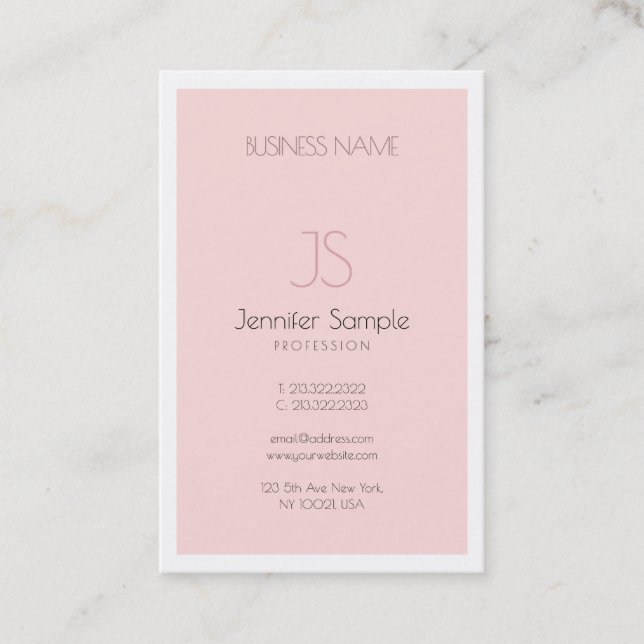 Trendy Creative Monogram Design Sleek Plain Luxury Business Card (Front)
