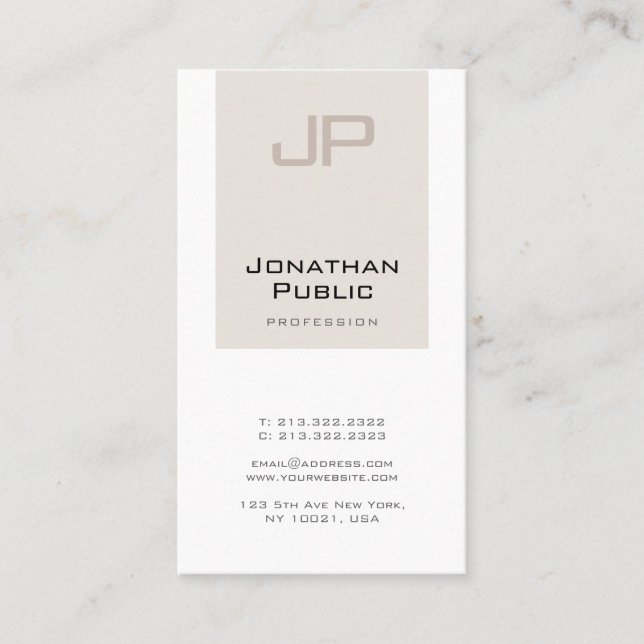 Trendy Creative Monogram Professional Sleek Plain Business Card (Front)