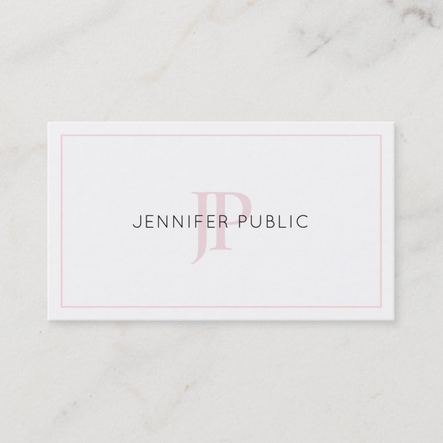 Trendy Creative Monogrammed Professional Plain Business Card (Front)