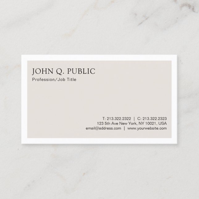 Trendy Creative Plain Modern Minimalistic Design Business Card (Front)