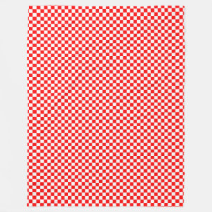 Trendy Croatian Red and White Chequered Pattern Fleece Blanket