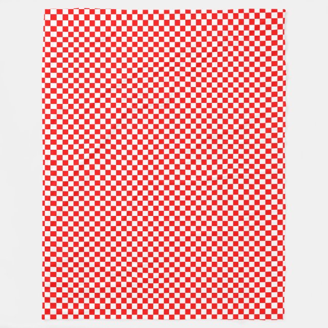 Trendy Croatian Red and White Chequered Pattern Fleece Blanket (Front)