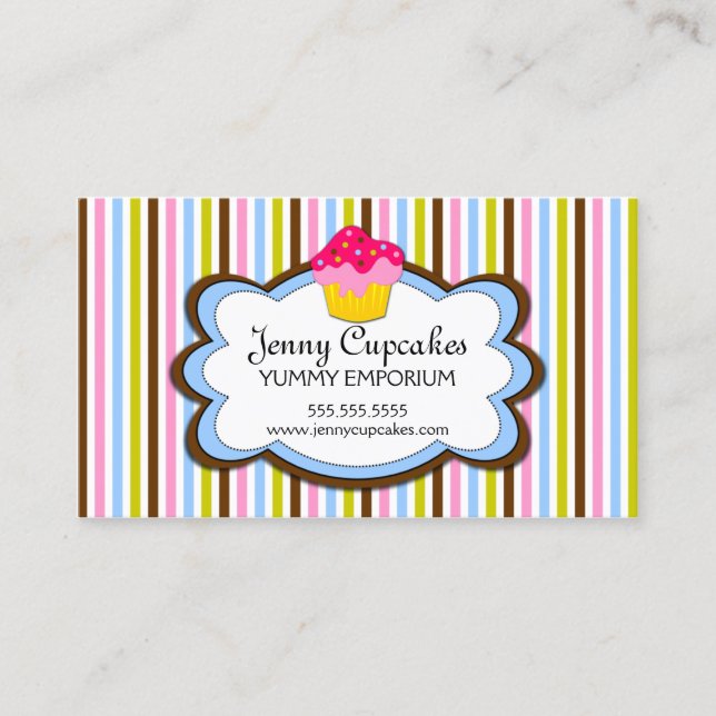 Trendy Cupcake Bakery Business Card (Front)