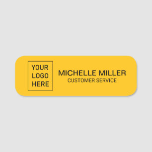 Trendy Custom Business Logo Employee Staff Yellow Name Tag