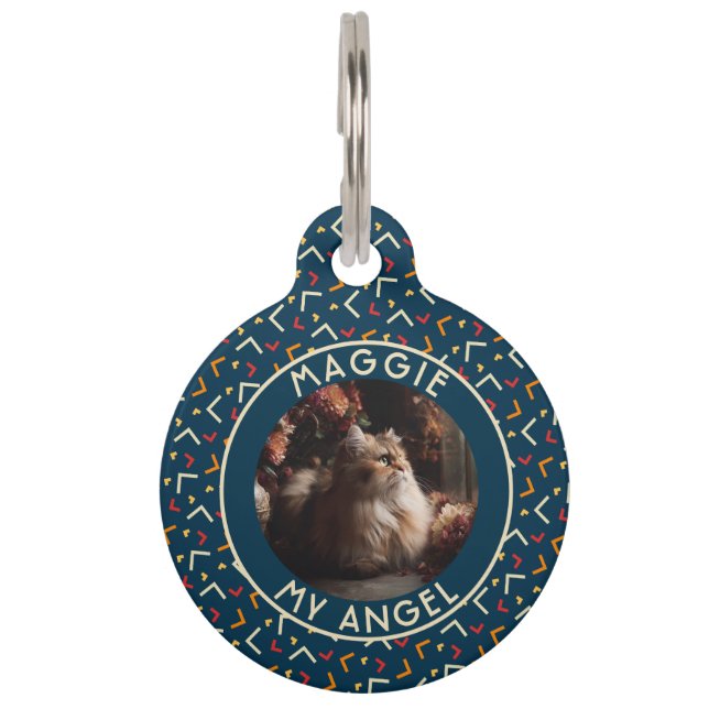 Trendy Custom Cat Mum Gift Memphis Pet Tag (Front)
