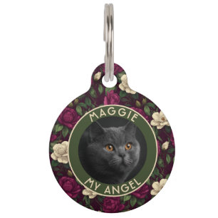 Trendy Custom Cat Owner Gift Gardenias Print Pet Tag