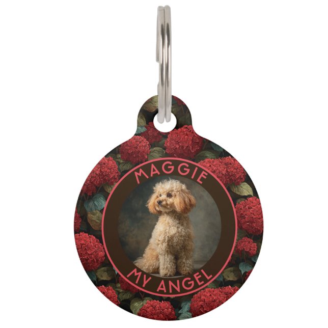 Trendy Custom Cat Owner Gift Hydrangeas Pet Tag (Front)