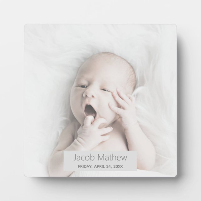 Trendy Custom Name Baby Photo Plaque (Front)