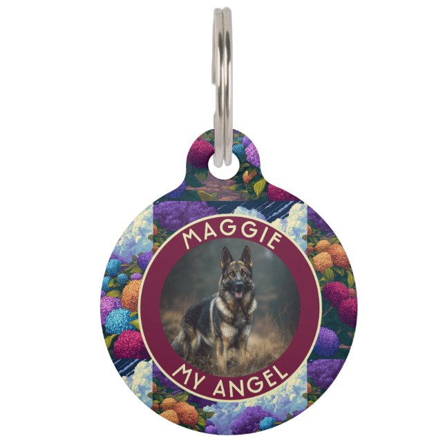 Trendy Custom Personalised Pet Gift Hydrangeas Flo Tag (Front)
