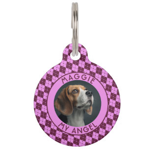 Trendy Custom Pet Parent Gift Gingham Motif Tag