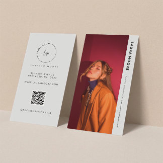 Trendy Custom Photo Modern Fashion Model Business Card