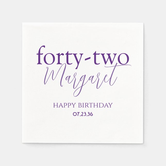 Trendy Custom Printed Birthday Party Napkins (Front)