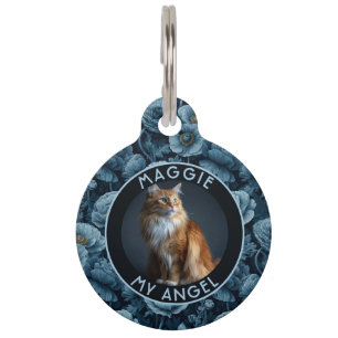 Trendy Custom Puppy Parent Gift Ranunculus Pattern Pet Tag