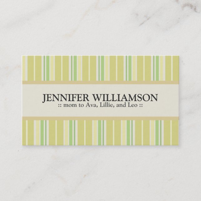 Trendy Customised Mummy Calling Cards Stripes : 02 (Front)