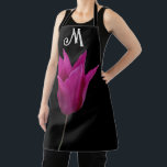 Trendy customizable M monogram purple tulip flower Apron<br><div class="desc">This elegant apron was created by Berglind Design.

© Berglind Design. All rights reserved.</div>