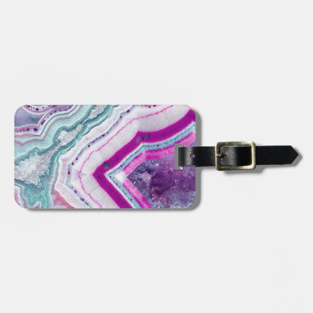 Trendy Cute Agate Geode Luggage Tag (Front Horizontal)